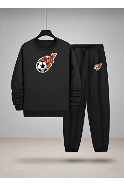 LORVEX Σετ φούτερ και αθλητική φόρμα για αγόρια με λαιμόκοψη ποδηλάτου, με στ...