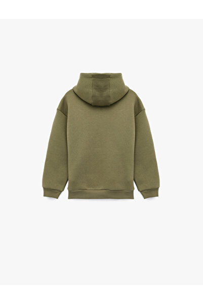 Koton Μακρυμάνικο βαμβακερό φούτερ με κουκούλα με με τύπωμα τσέπες καγκουρό