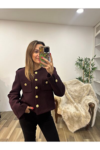 Özge Mürdüm Kaşe Gold düğmeli ceket