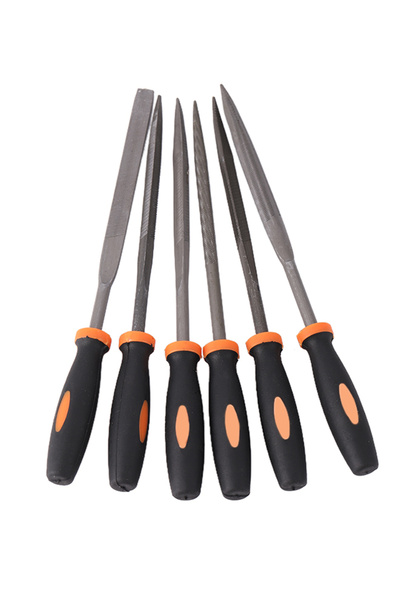 Lawazim Needle File Set 6Pcs - Alloy Steel Files with Rubber Handle for Metal Work