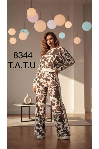 Bella Belluci Patterned Crew Neck Comfortable Sports Set