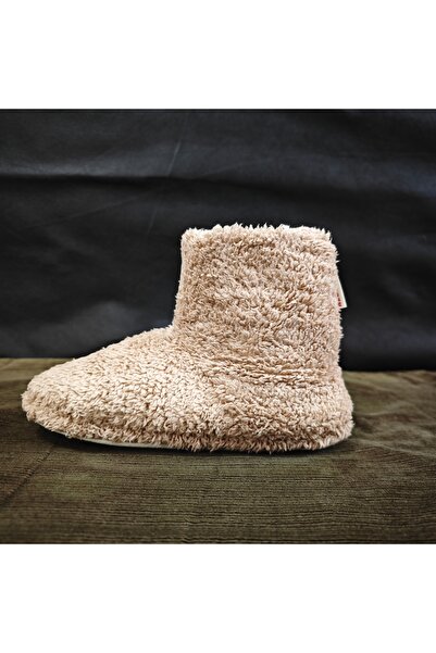 Store Kahverengi Kadın Peluş Tüylü Panduf Ev Botu Ev Ayakkabısı