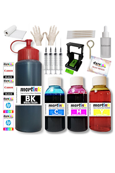 Mertink CANON TS3750i PG-575 CL-576 KARTUŞ DOLUM SETİ 500ML SİYAH+3x100ML RENKLİ MÜREKKEP