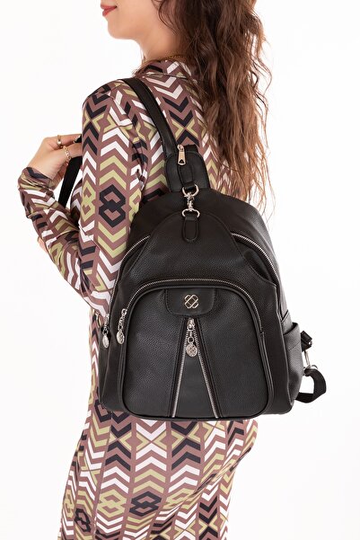 Gondol Women's Stone Detailed Daily Backpack Vp.728 Black