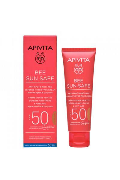 Apivita Bee Sun Safe Gold SPF50 anti-spot tinted sunscreen cream, 50 ml