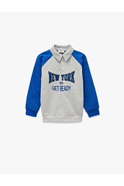 Koton Бродирана блуза с дълъг ръкав и поло яка