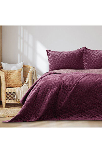 Amelia Home Quilted velvet bedspread, Laila, 180-190 g/m2, 260 x 280 cm, bordeaux