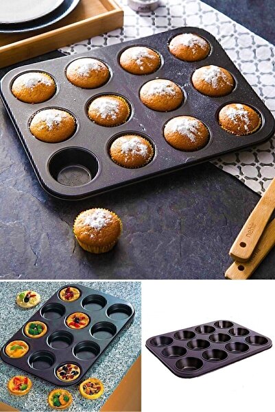 Kiesa 12-Piece Muffin Cake Mold Cupcake Mold Teflon Coated Cake Mold