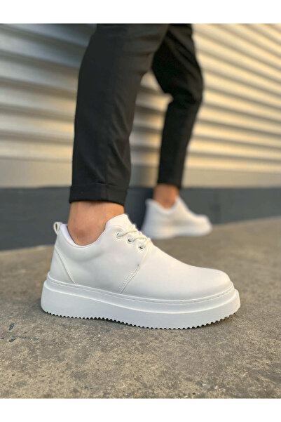 Kuşkaya Ticaret Jy03 Luxor Lace-Up Leather Men's Casual Sports Classic Shoes Cbt - White