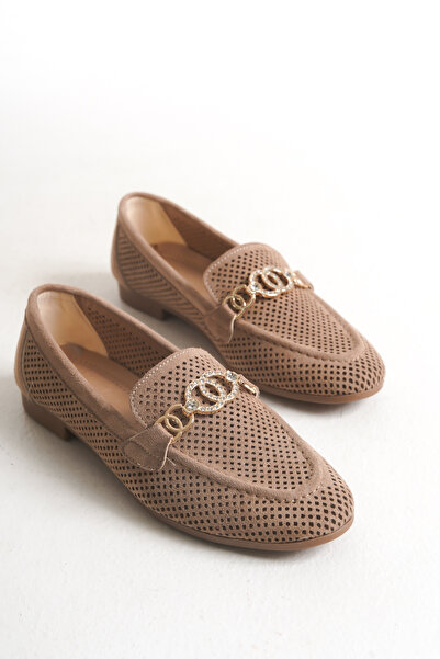 FEMME Дамски ежедневни балерини с катарама и заоблен връх Andra, цвят норка