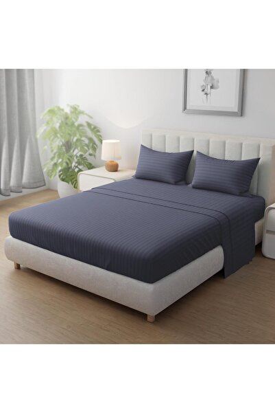 Hotel Linen Klub طقم ملاءات سرير مخططة من الألياف الدقيقة - مقاس كينج (180 × ...