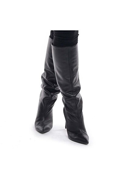 Vanilla Days Cizme Hanna negre din piele naturală cu toc stiletto, 9 cm