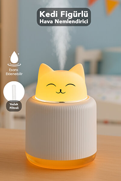 mimtec Kedi Figürlü Hava Nemlendirici - 300 ml Işıklı Buhar Makinesi Aroma Di...