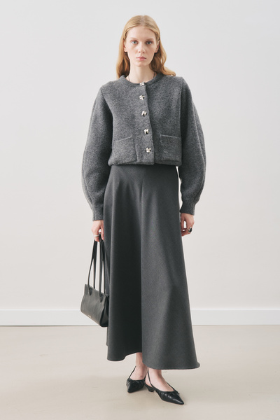 Manuka Belt Detail Flared Skirt Anthracite