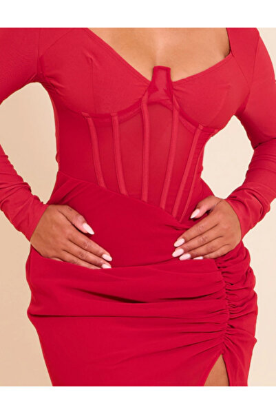 Pretty Little Thing PRETTYLITTLETHING midi dress, red