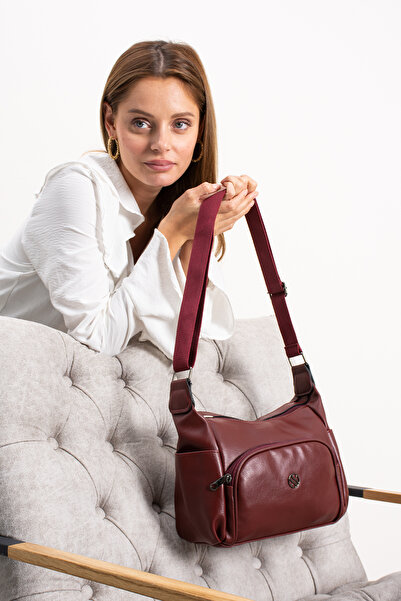 Sanmorris 1434 Multi-Compartment Faux Leather Shoulder Bag with Adjustable Crossbody Strap