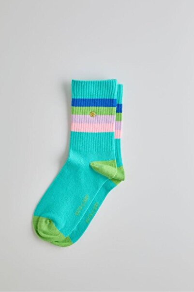 BONY SOCKS Цветни раирани чорапи в тюркоазен цвят