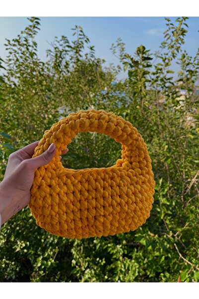 Duo Örgü penye ip el çantası