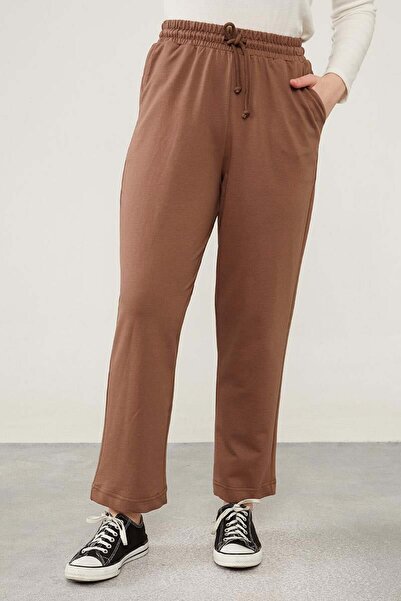 Levidor Earth Colored Lace-Up Elastic Waist Trousers