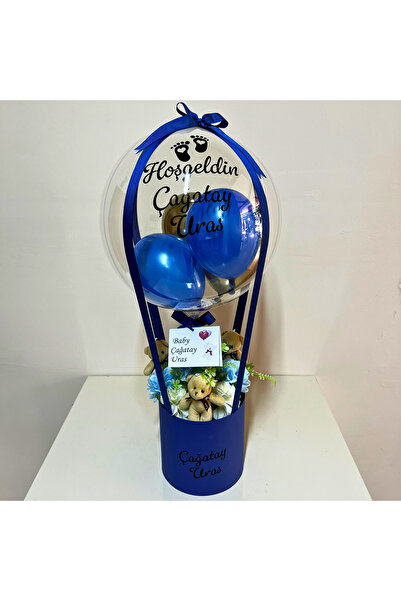 GözdeParti Balon Kutusu - Yenidoğan Erkek Bebek Balon Kutusu Kişiye Özel - Ye...