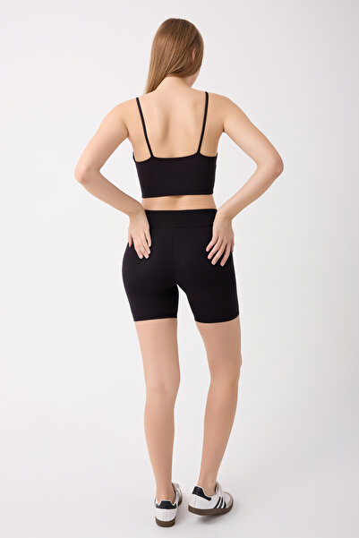 Silinsta Yüksel Waist Push up Shaping / Sculpting Flexible Black Shorts