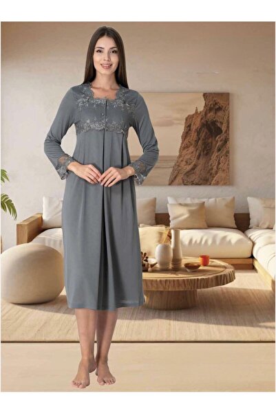 Lohusa Homewear Cămașă de noapte elegantă pentru femei, cu dantelă, cu caract...