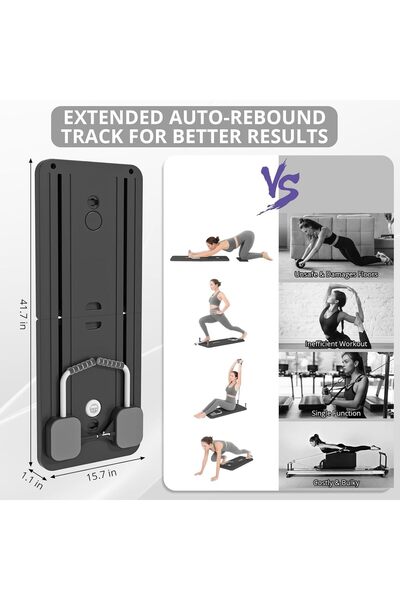 Generic Board Pilates Reformer Set - Foldable Multi-Purpose Reformer Board (Black)