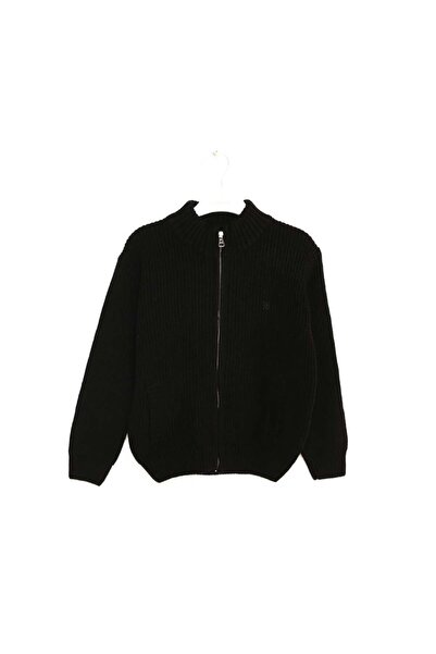 NANİCA Black Boy's Zippered Knitwear Cardigan 1-5 Years Old