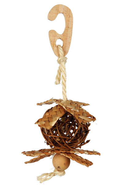 Trixie Jucărie pentru păsări - Minge din salcie cu frânghie de sisal, 5,5x15 cm