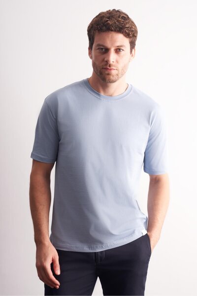 İmza Μπλουζάκι με κοντό μανίκι εφαρμοστό βαμβακερό βασικό μπλουζάκι 1011255106