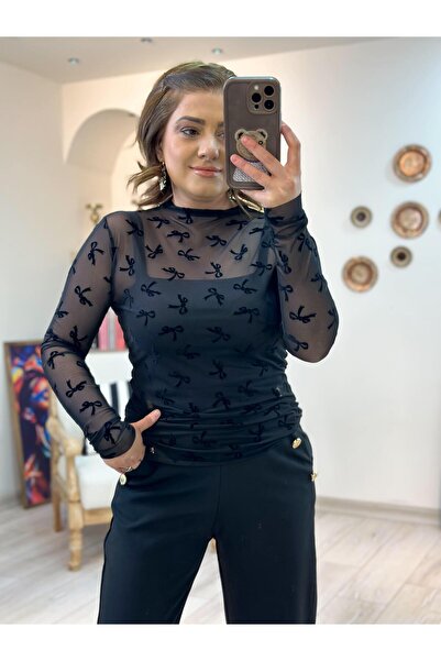 MELTEM TUĞAN Fiyonk Transparan Bluz SİYAH