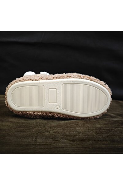 Store Kahverengi Kadın Peluş Tüylü Panduf Ev Botu Ev Ayakkabısı