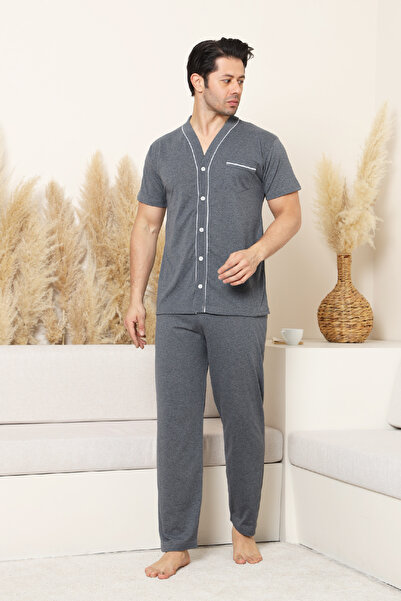 Enisena Men's Full Buttoned 100% Cotton Pajama Set 12385