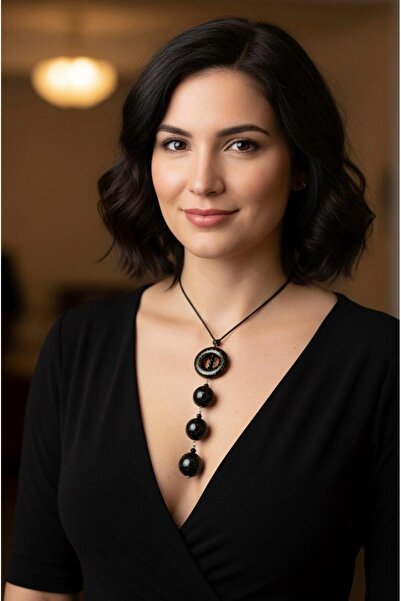 canan dizayn قلادة أكريليك أصلية من BOHEM مصنوعة من عظم البرقوق الأسود