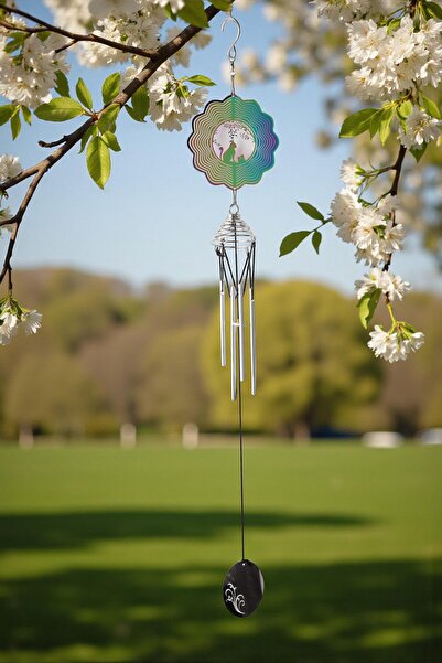 e-life shop Feng Shui Kedi Temalı Rüzgar Çanı Dış Mekan Bahçe Balkon Süsü Yen...