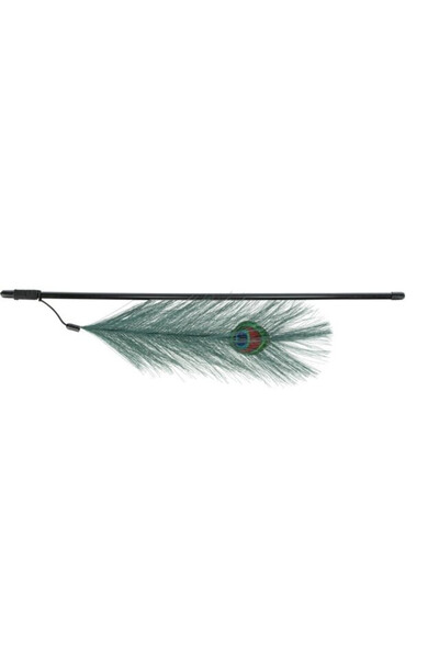 Trixie Cat Toy - Fishing Rod with Peacock Feather, 47 cm
