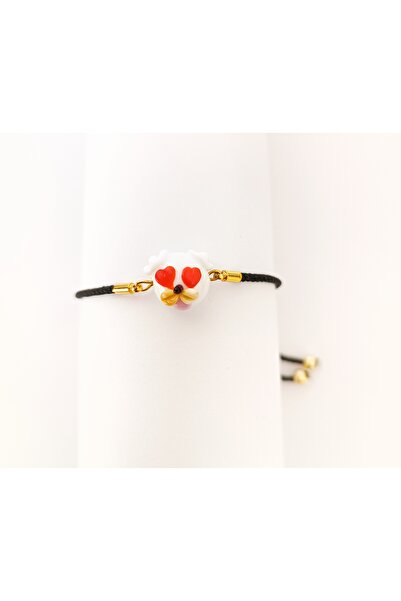 ADAMODART Heart Dog Murano Glass Beaded Adjustable String Bracelet