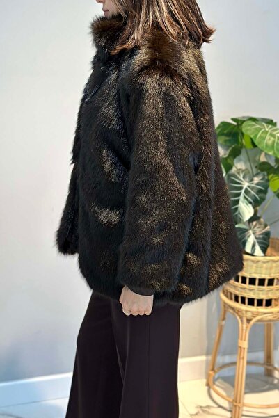 Lale Butik Belt Detail Short Jacket 6186 Brown