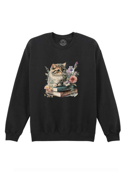 Cu Pisici Printed Blouse-Cats and Books, Unisex