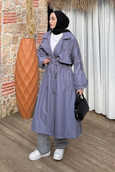 lamelif Μακρύς Απολέτος oversized Τρέντσιν Ανθρακίτη