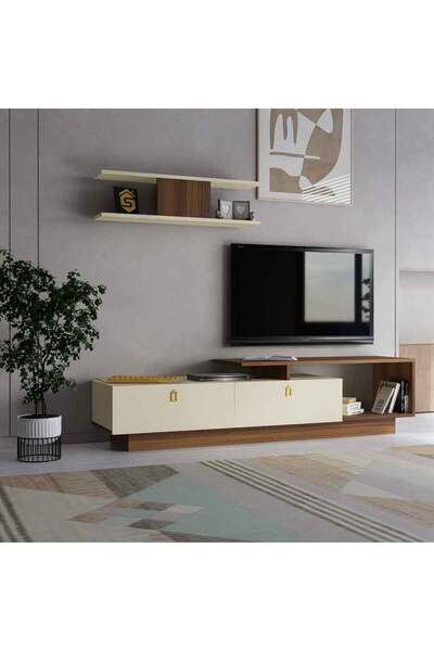 Stylish Home Brown and beige 50-inch TV stand - TV01