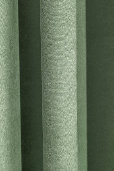 LUNETT HOME Light Green Color Island Velvet Rare (1X2) Pleated Background Curtain Single Wing V20
