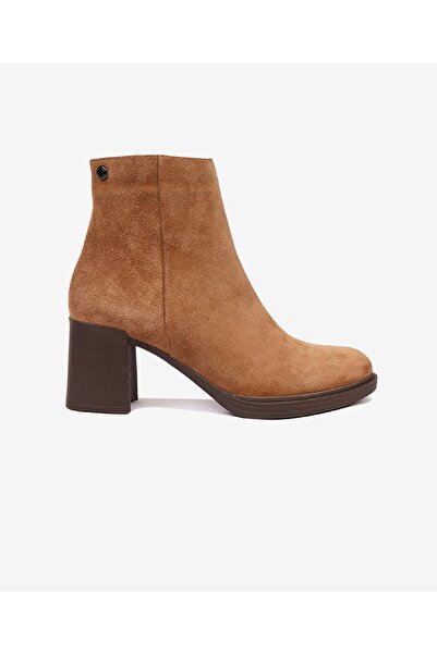 Greyder Women's Tan Suede Genuine Leather Heeled Boots 5K2Ub72047