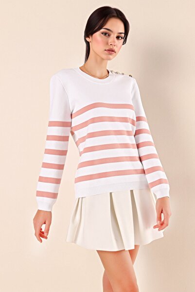 Hiccup Πουλόβερ BDART με ριγέ ακρυλικό επίπεδο γιακά με λεπτομέρεια με κουμπιά