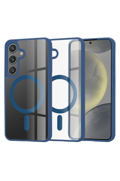 SKYDDAR INNOVATION Case for Samsung Galaxy S24, MagSafe Pro silicone case, sticker set, Blue