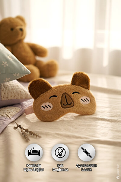 BearPear Kapibara Uyku Maskesi Peluş Uyku Maskesi Göz Bandı
