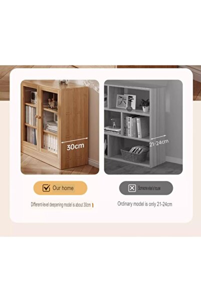 KEKE Multi-Layer Storage Bookshelf Rack Stylish Living Room Home Storage with and Transparent Door