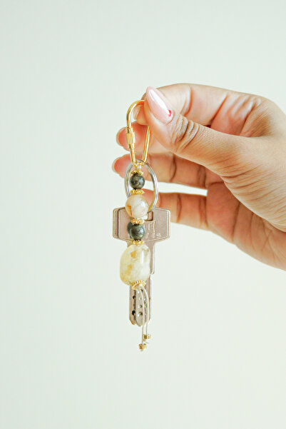 Orenda Design Abundance and Prosperity Natural Stone Keychain / Citrine - Pyrite