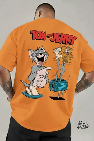 New Shine تيشيرت بطبعة Tom and Jerry، قصة واسعة / فضفاضة
