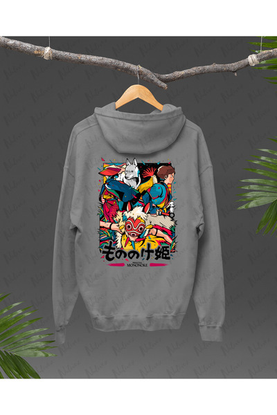 Nulivez Anime Studio Ghibli Princess Mononoke Back Printed , High Quality Unisex Oversized Hoodie